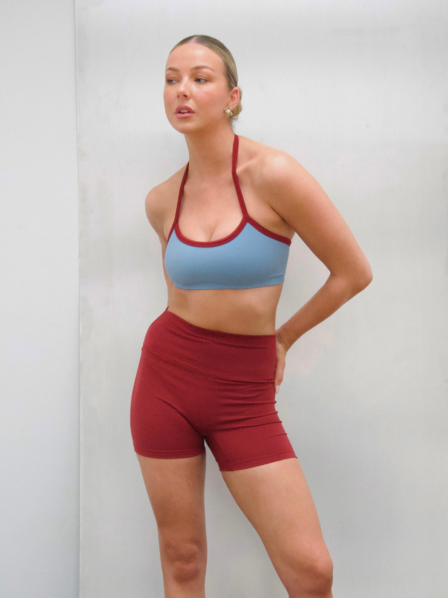 Knit Halter Crop - Blue | Burgundy