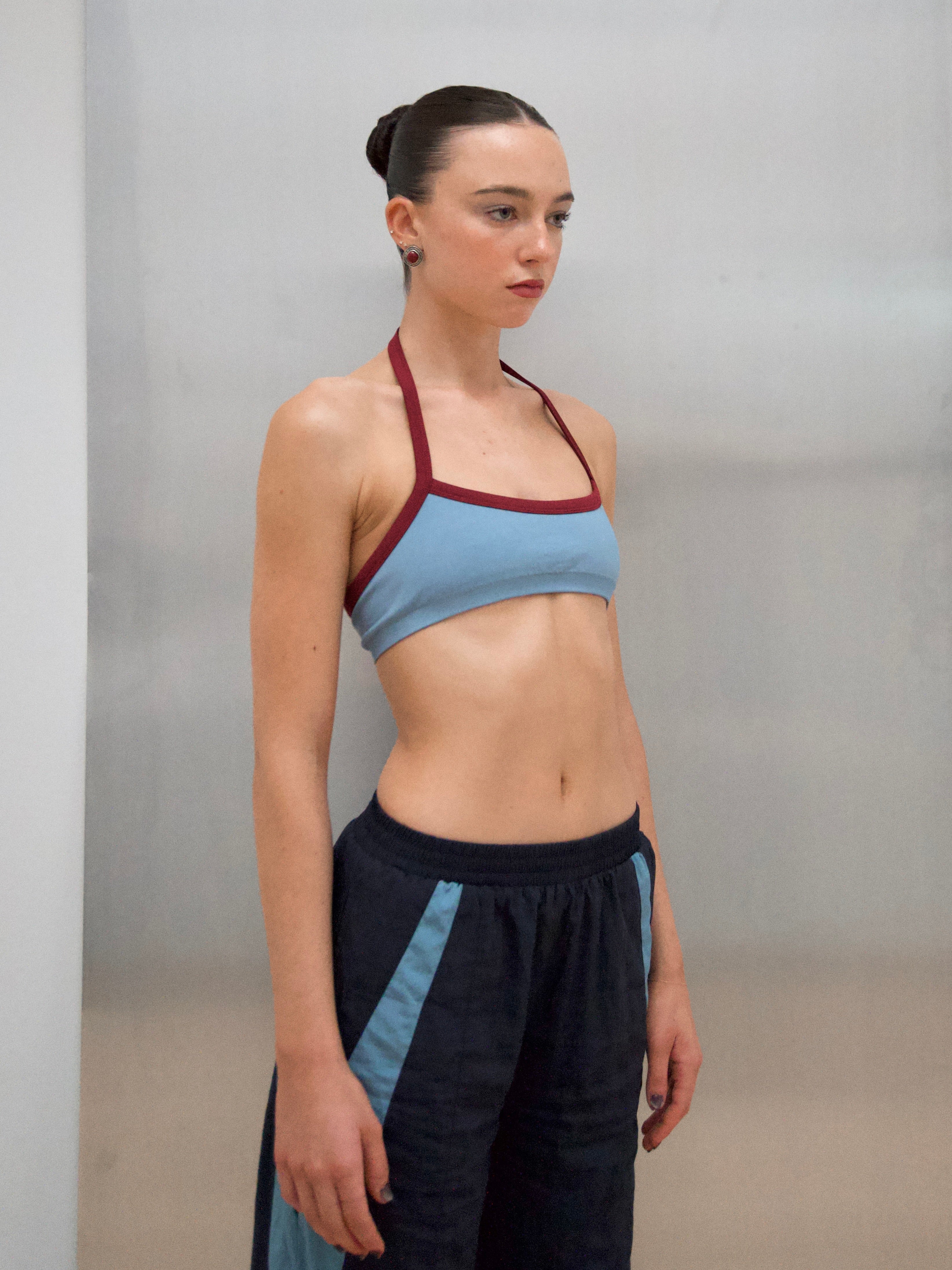 Knit Halter Crop - Blue | Burgundy