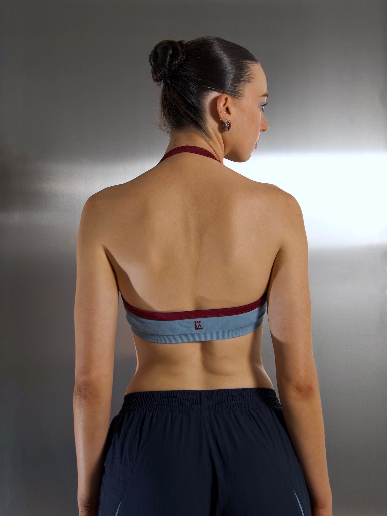 Knit Halter Crop - Blue | Burgundy