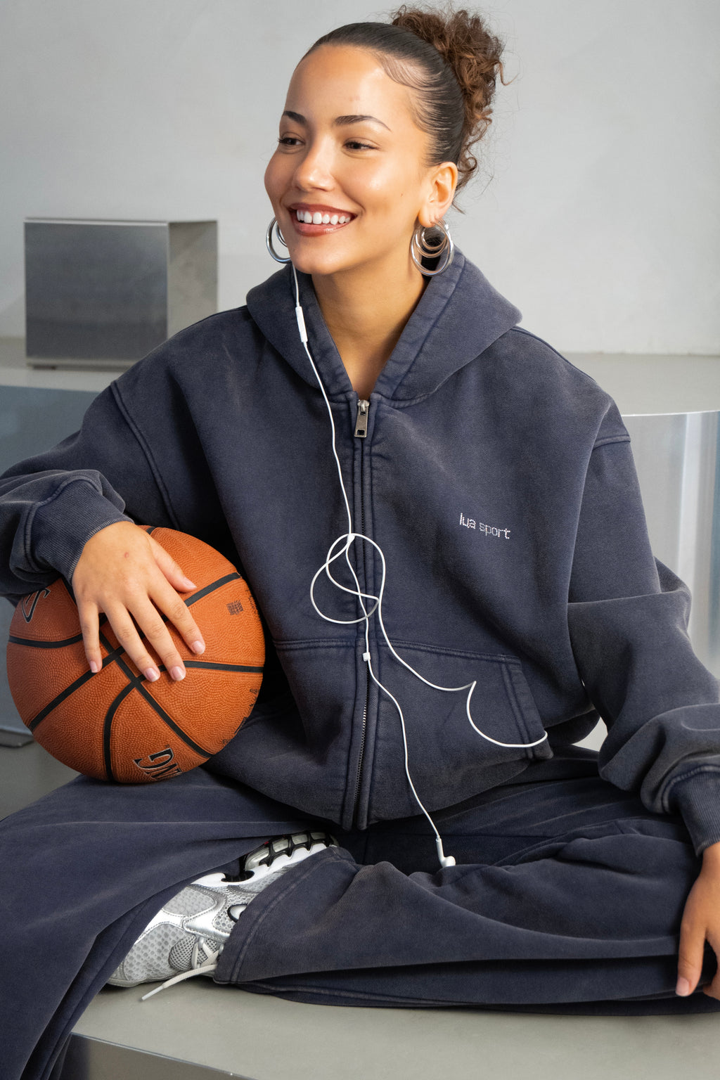 Rhinestone Hood - Washed Indigo