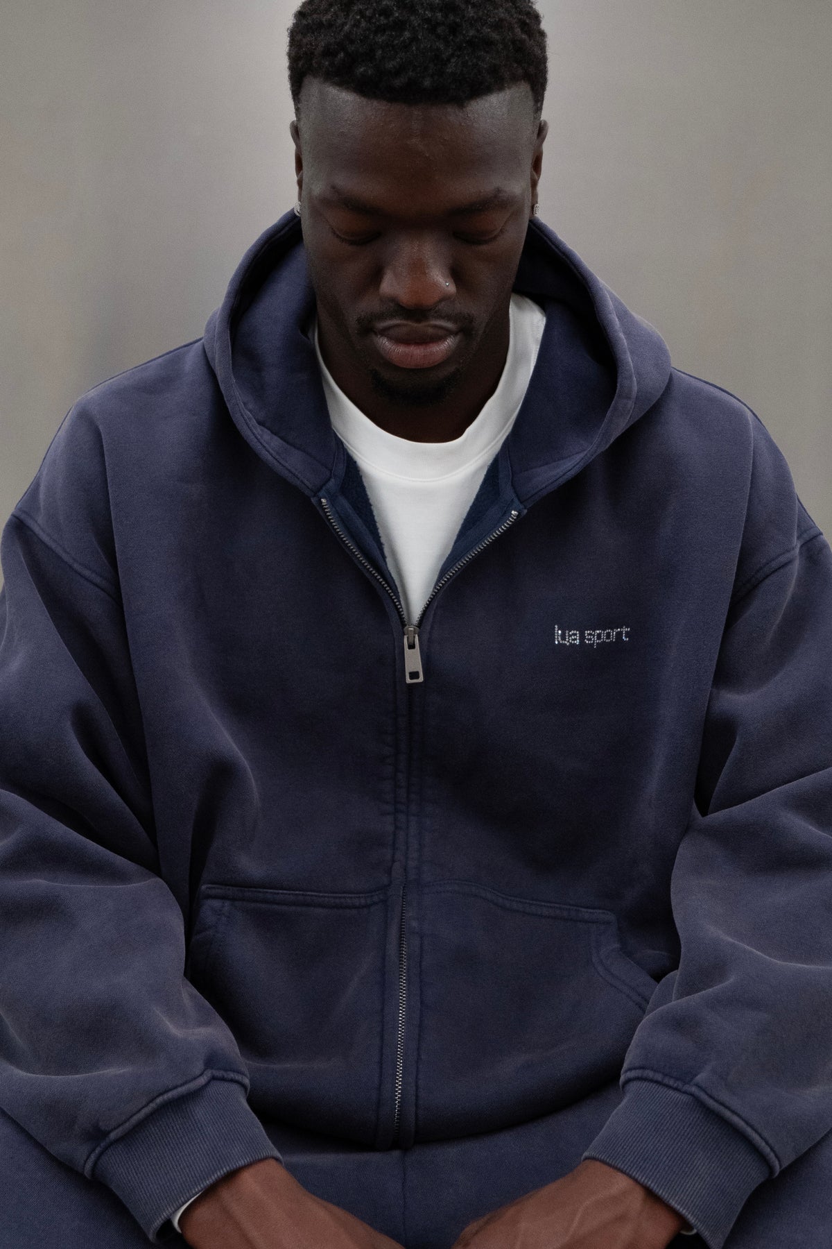 Rhinestone Hood - Washed Indigo