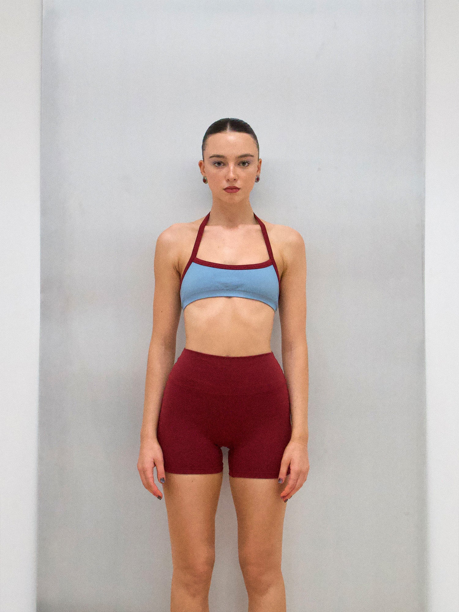Knit Halter Crop - Blue | Burgundy